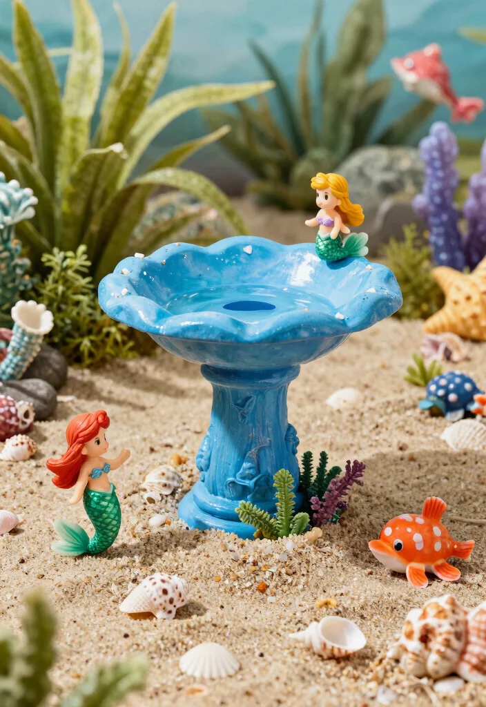 13 Whimsical Bird Bath Fairy Garden Ideas Kids Will Love 9. Under the Sea Theme 0
