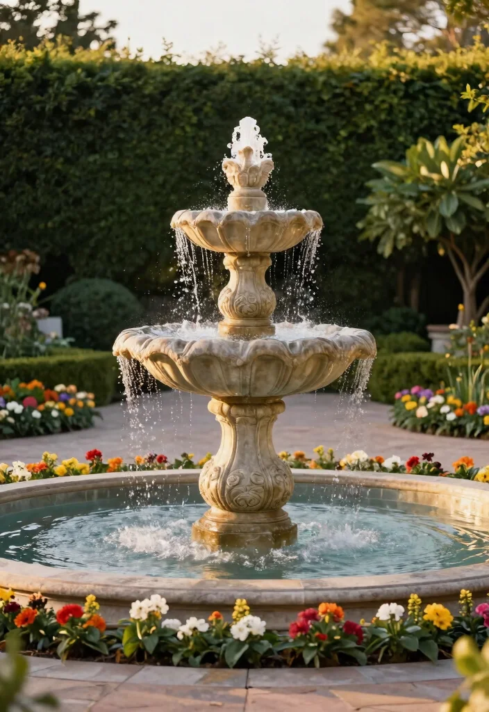 15 Aesthetic Bloxburg Water Fountain Ideas for Luxury Builds 1. Classic Tiered Fountain 0