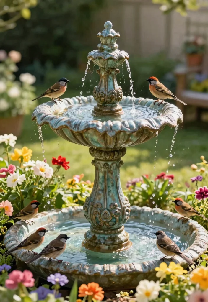 15 Aesthetic Bloxburg Water Fountain Ideas for Luxury Builds 13. Vintage Birdbath Fountain 0