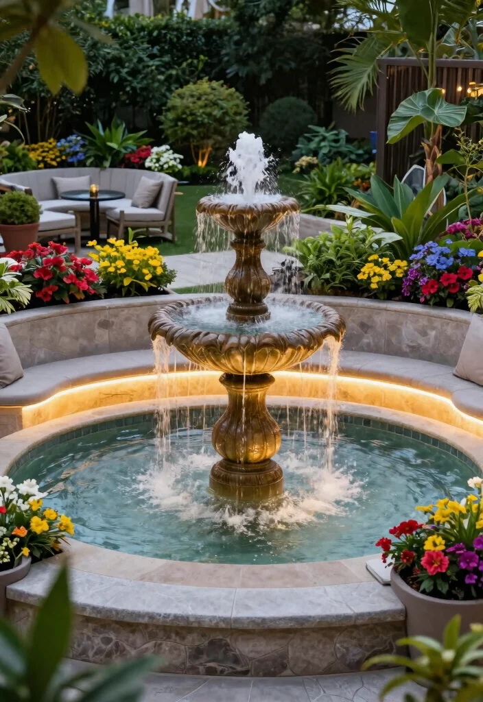 15 Aesthetic Bloxburg Water Fountain Ideas for Luxury Builds 14. Multi Function Fountain 0