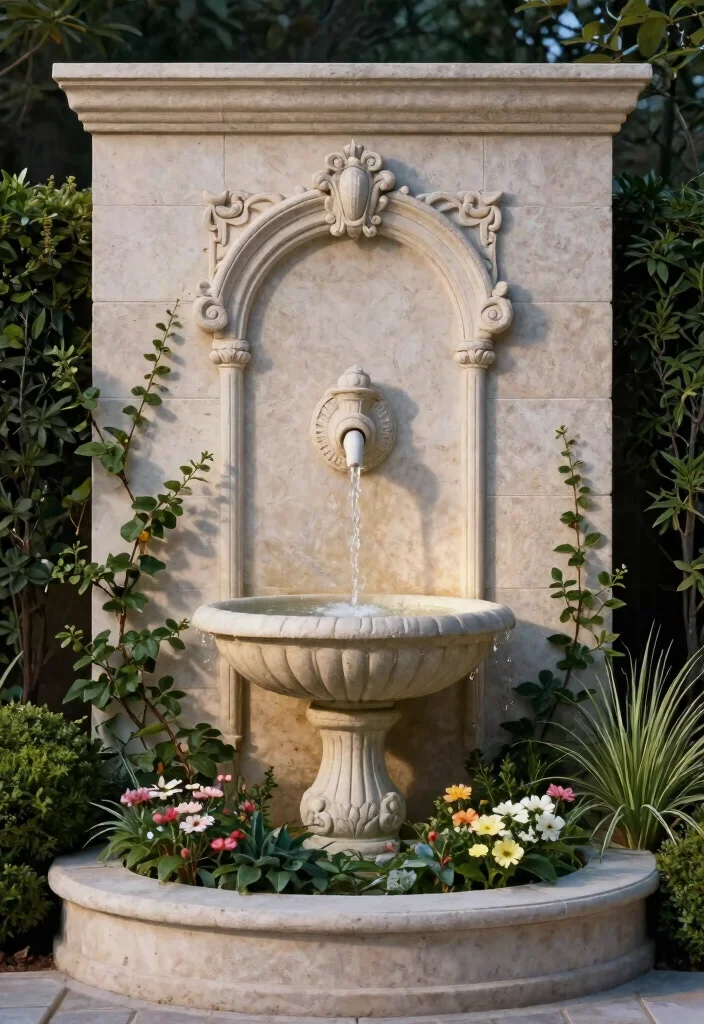 15 Aesthetic Bloxburg Water Fountain Ideas for Luxury Builds 4. Elegant Wall Fountain 0