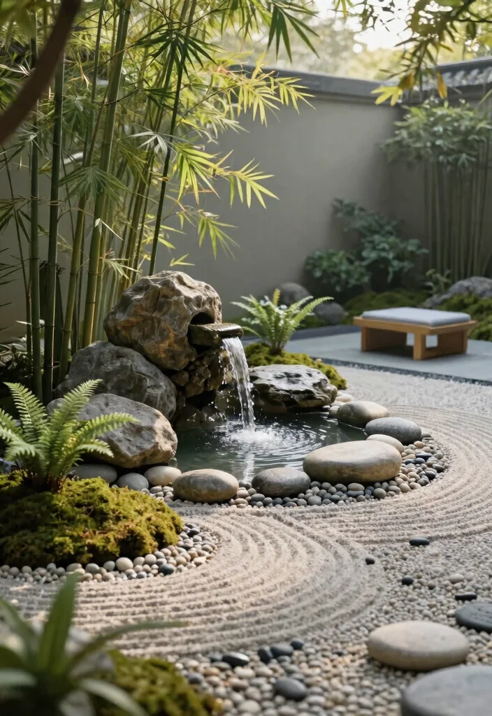 15 Aesthetic Bloxburg Water Fountain Ideas for Luxury Builds 6. Zen Garden Fountain 0