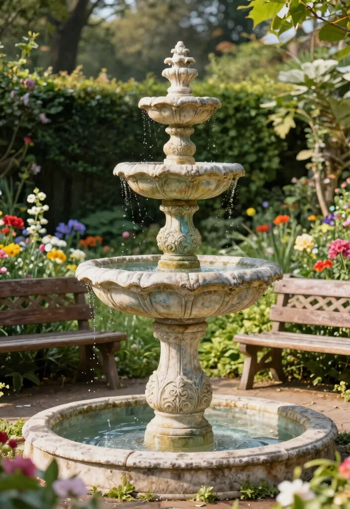 15 Aesthetic Bloxburg Water Fountain Ideas for Luxury Builds 7. Vintage Inspired Fountain 0