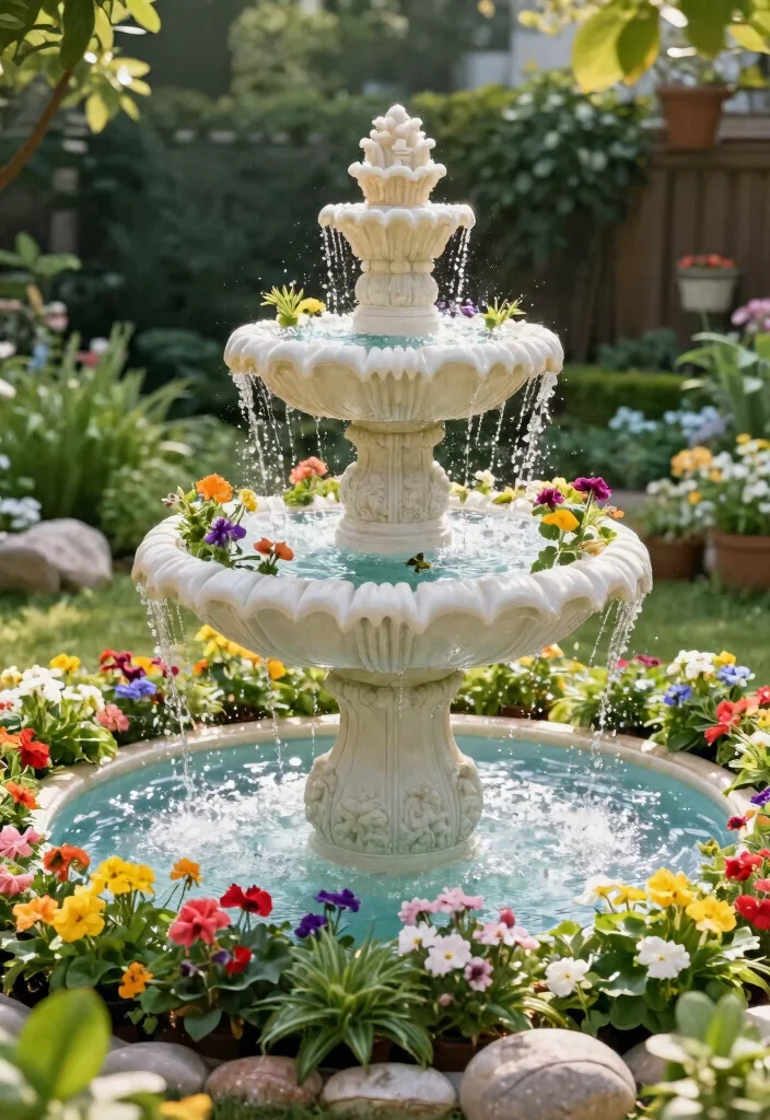 15 Beautiful Water Fountain Planter Garden Ideas Must See 11. Combined Multi Tiered Fountain Planters 0