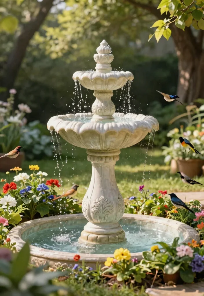 15 Beautiful Water Fountain Planter Garden Ideas Must See 12. Birdbath Fountain Planters 0