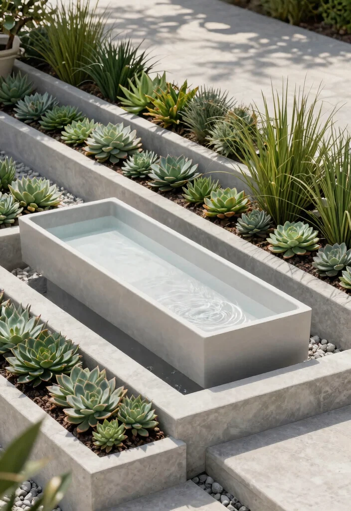 15 Beautiful Water Fountain Planter Garden Ideas Must See 3. Modern Minimalist Fountain Planters 0