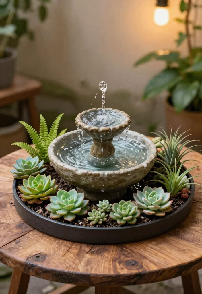 15 Beautiful Water Fountain Planter Garden Ideas Must See 5. Tabletop Fountain Planters 0