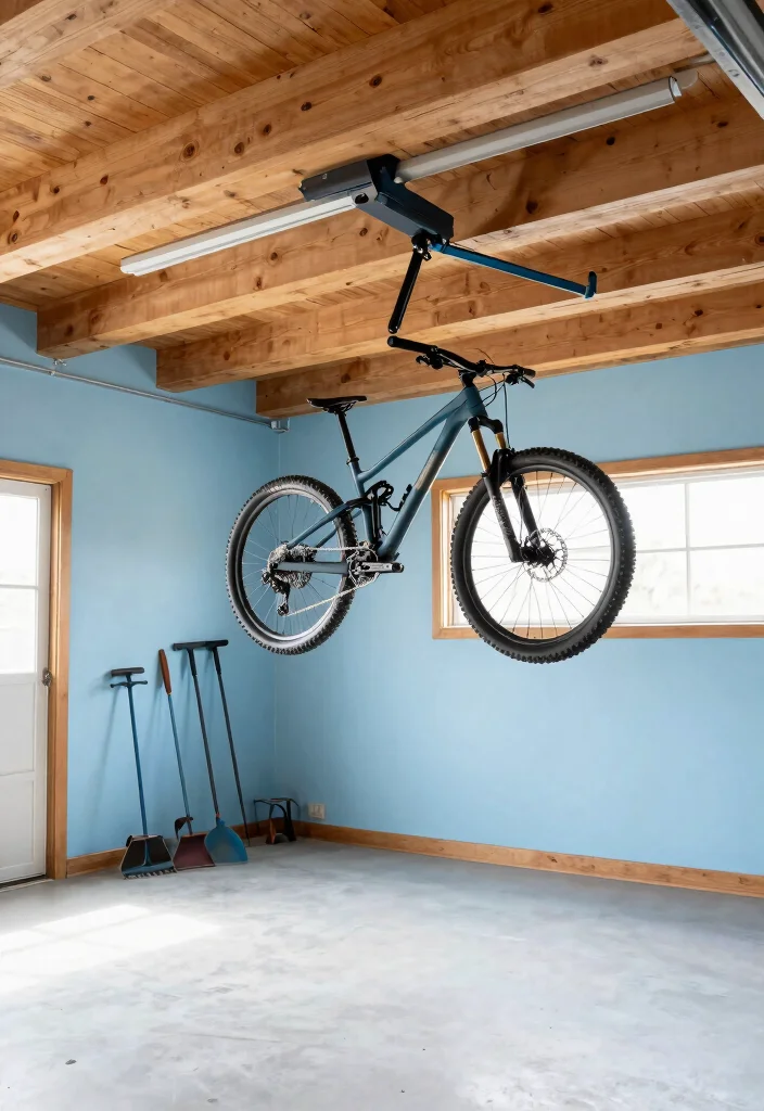 15 Best Garage Bicycle Storage Ideas to Free Up Space 2. Ceiling Hoists 0