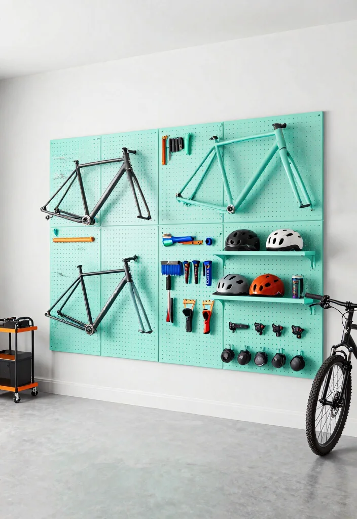 15 Best Garage Bicycle Storage Ideas to Free Up Space 5. Pegboard Organization 0