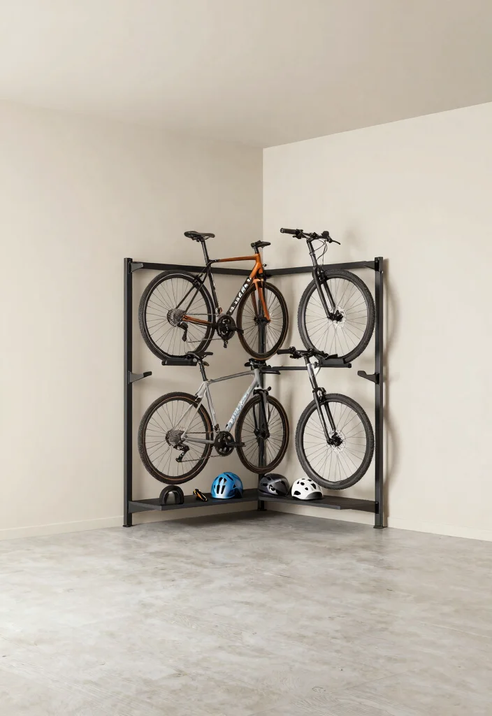 15 Best Garage Bicycle Storage Ideas to Free Up Space 8. Corner Bike Racks 0