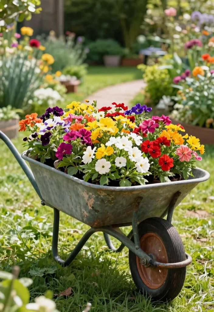 15 Clever Vintage Wheelbarrow Ideas Repurpose and Upcycle 1. Wheelbarrow Flower Planter 0