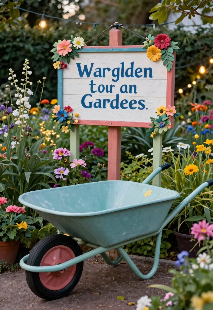 15 Clever Vintage Wheelbarrow Ideas Repurpose and Upcycle 10. Wheelbarrow Garden Sign 0