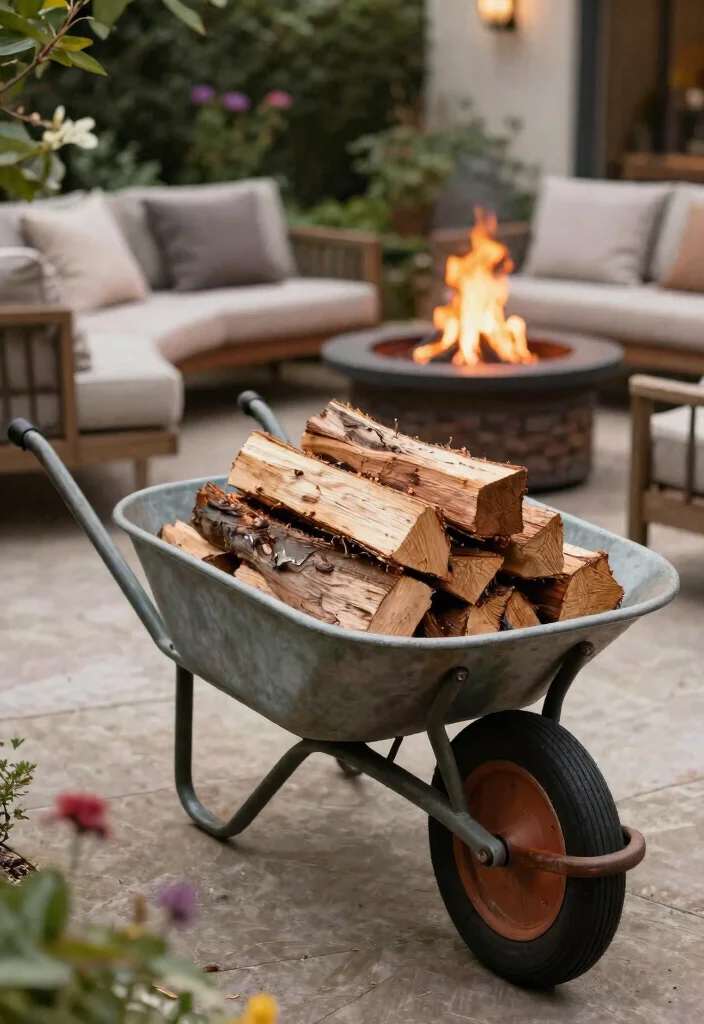 15 Clever Vintage Wheelbarrow Ideas Repurpose and Upcycle 13. Wheelbarrow Firewood Holder 0