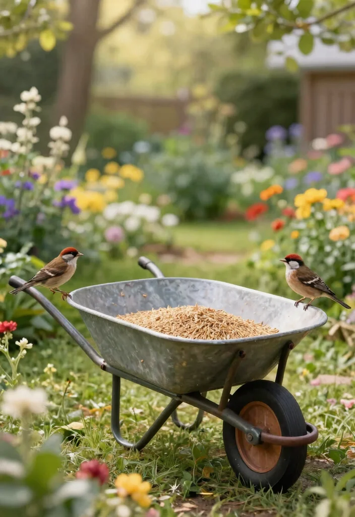 15 Clever Vintage Wheelbarrow Ideas Repurpose and Upcycle 6. Wheelbarrow Bird Feeder 0