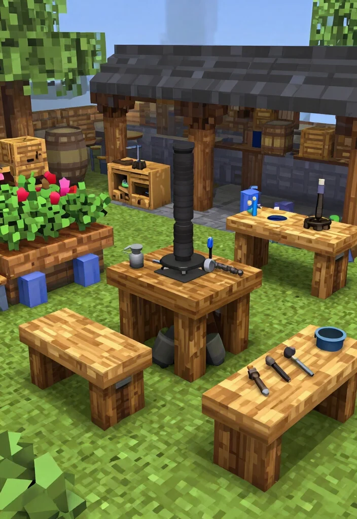 15 Creative Minecraft Smoker Ideas for Your Virtual Base 7. Outdoor Workshop Smoker 0