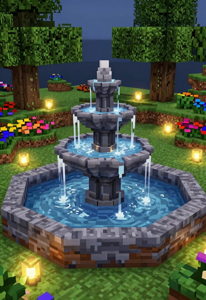 15 Creative Water Fountain Minecraft Ideas for Your City 1. The Classic Tiered Fountain 0