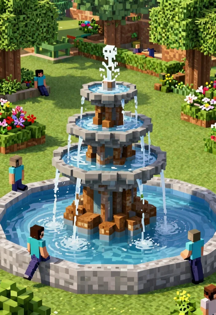 15 Creative Water Fountain Minecraft Ideas for Your City 14. The Sound Sculpting Fountain 0
