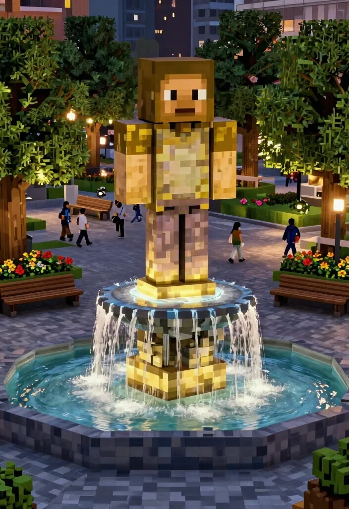 15 Creative Water Fountain Minecraft Ideas for Your City 5. The Grand Statue Fountain 0