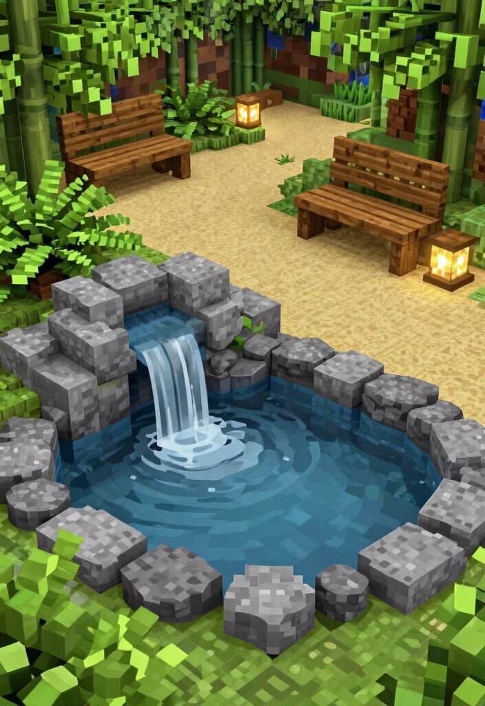15 Creative Water Fountain Minecraft Ideas for Your City 6. The Zen Garden Water Feature 0