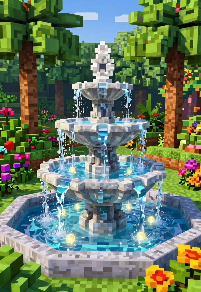 15 Creative Water Fountain Minecraft Ideas for Your City 7. The Fountain of Youth 0