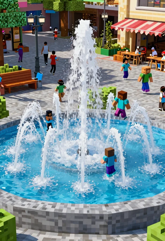 15 Creative Water Fountain Minecraft Ideas for Your City 8. The Interactive Fountain 0