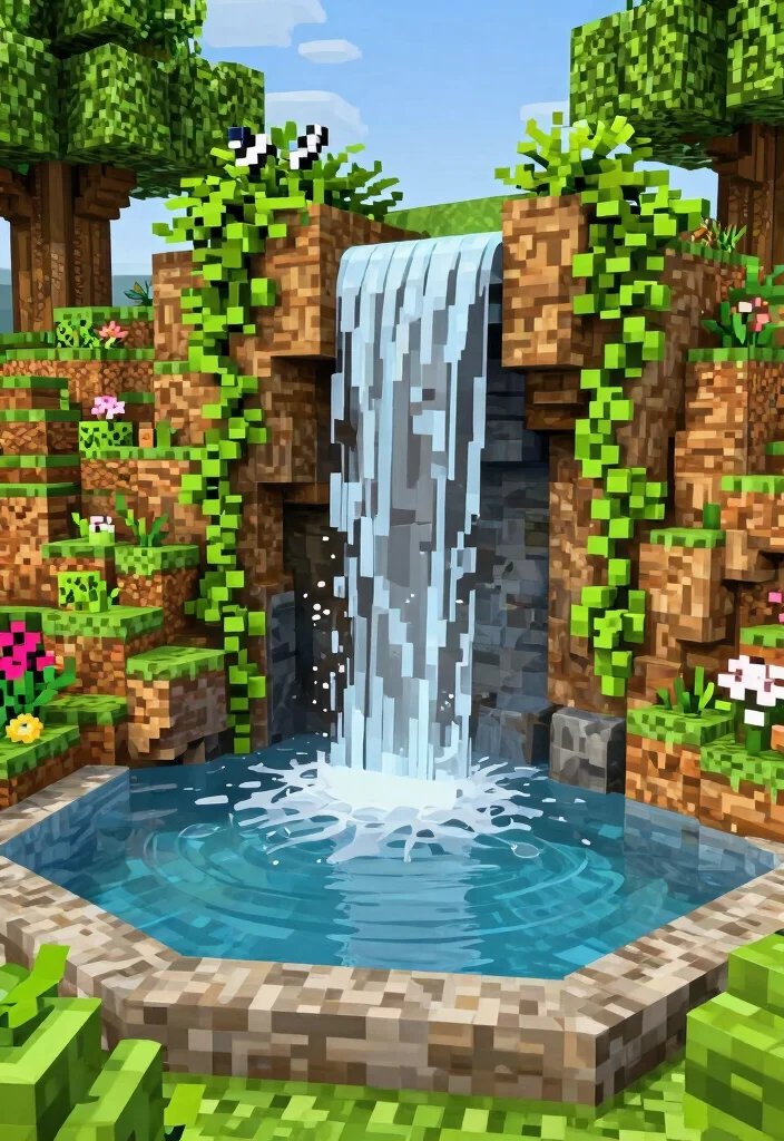 15 Creative Water Fountain Minecraft Ideas for Your City 9. The Nature Integrated Fountain 0