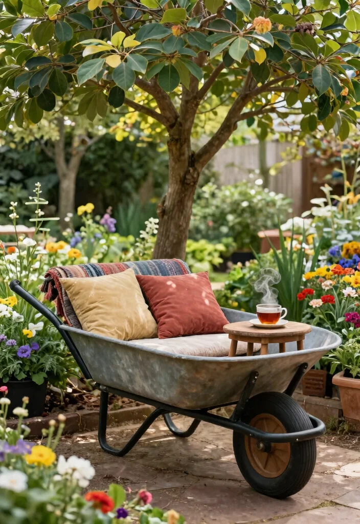 15 Genius Repurposed Wheelbarrow Ideas You Have to See 2. Rustic Garden Bench 0