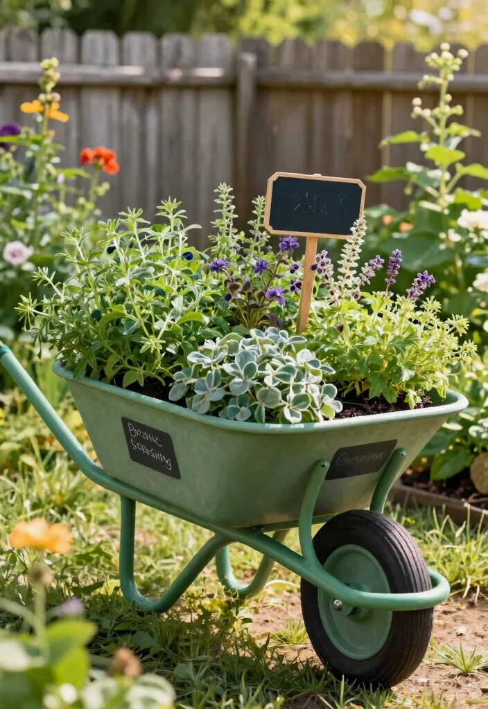 15 Genius Repurposed Wheelbarrow Ideas You Have to See 3. Wheelbarrow Herb Garden 0