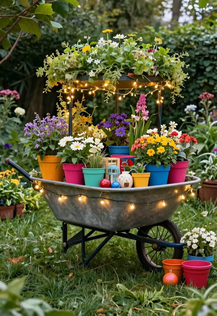 15 Genius Repurposed Wheelbarrow Ideas You Have to See 4. Decorative Garden Cart 0