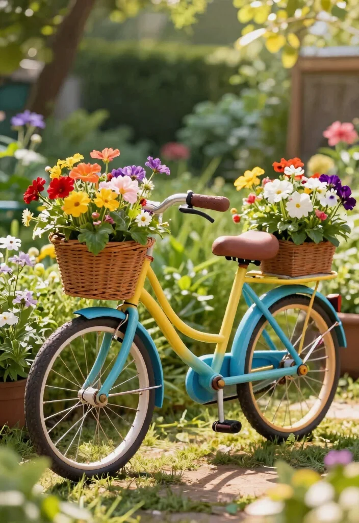 15 Genius Space Saving Bike Storage Tips for Urban Gardeners 12. DIY Bike Garden Art Personal Touch 0