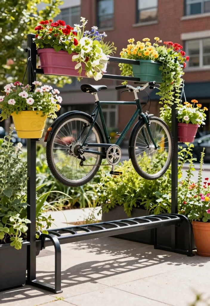 15 Genius Space Saving Bike Storage Tips for Urban Gardeners 9. Hanging Planter Bike Storage Vertical Creativity 0