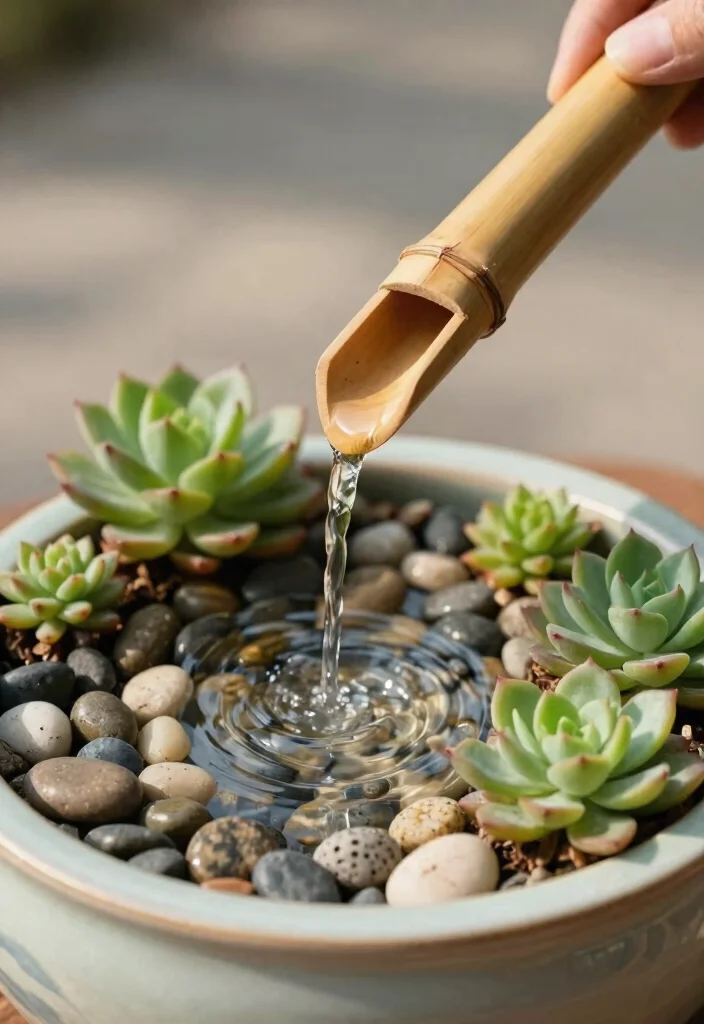 15 Small Water Features in the Garden DIY Fountain Ideas 1. Mini Zen Garden Fountain 0