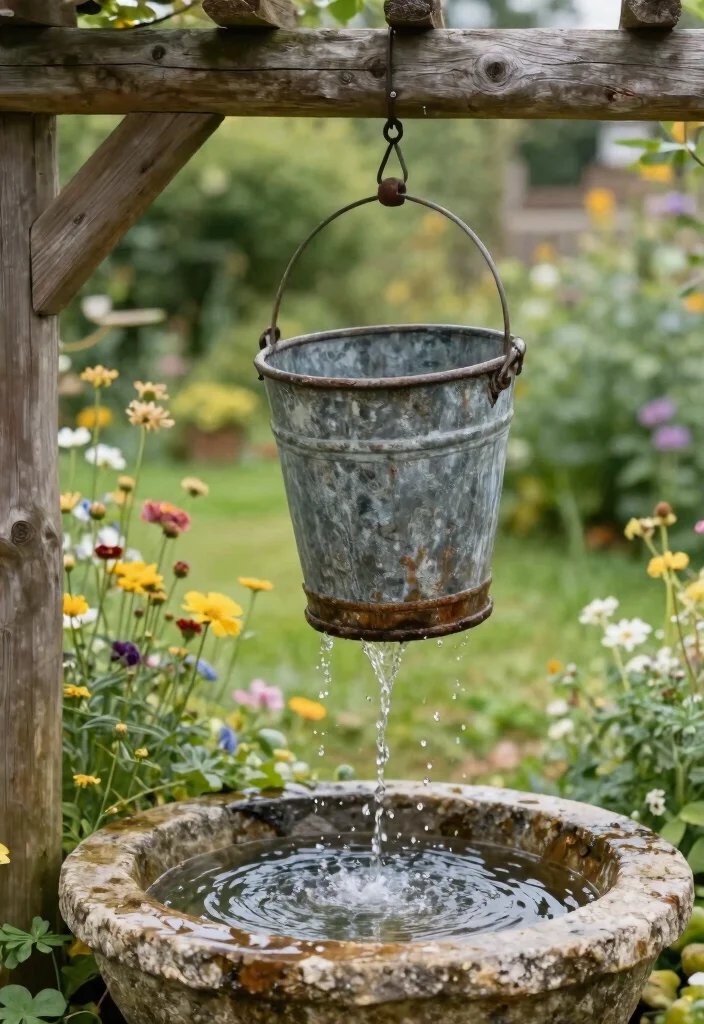 15 Small Water Features in the Garden DIY Fountain Ideas 11. Simple Bucket Fountain 0