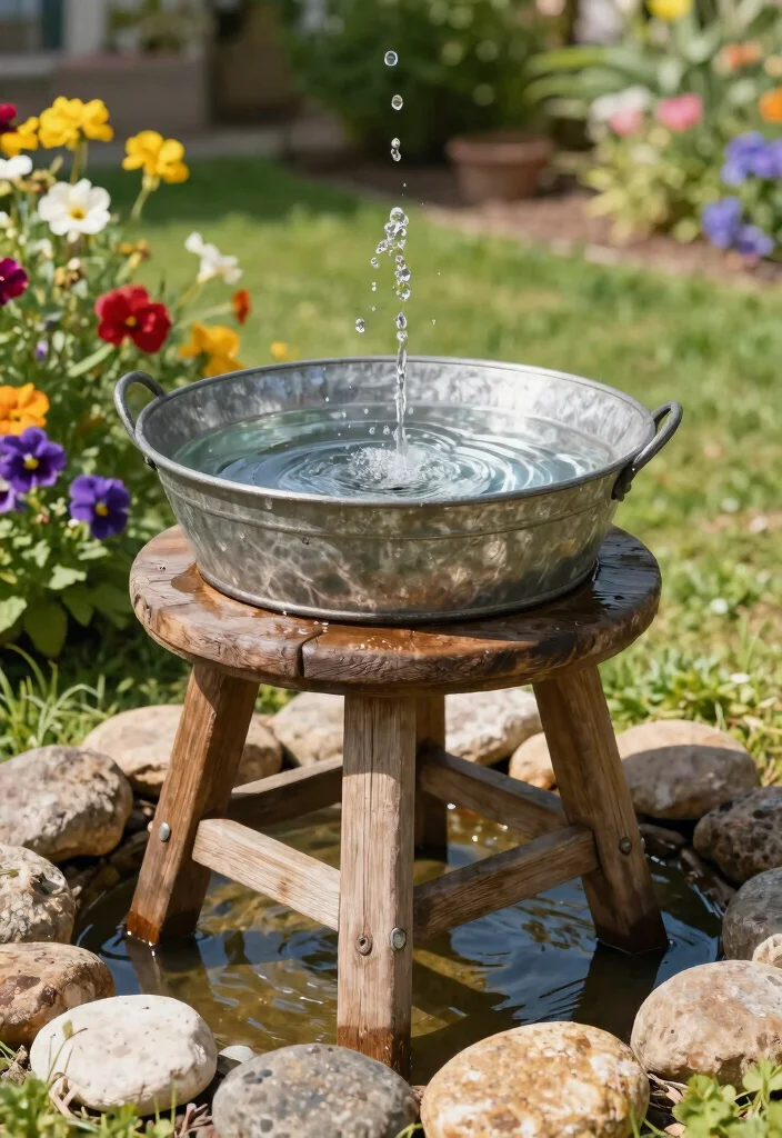15 Small Water Features in the Garden DIY Fountain Ideas 15. Simple Pail Fountain 0