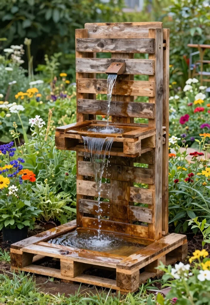 15 Small Water Features in the Garden DIY Fountain Ideas 6. DIY Pallet Fountain 0
