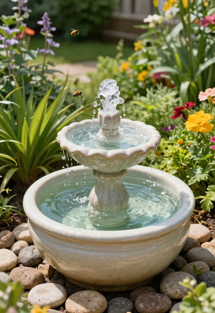 15 Small Water Features in the Garden DIY Fountain Ideas 7. Ceramic Pot Fountain 0