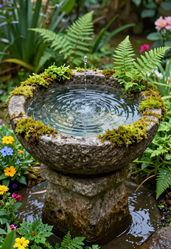 15 Small Water Features in the Garden DIY Fountain Ideas 8. Stone Bowl Water Feature 0
