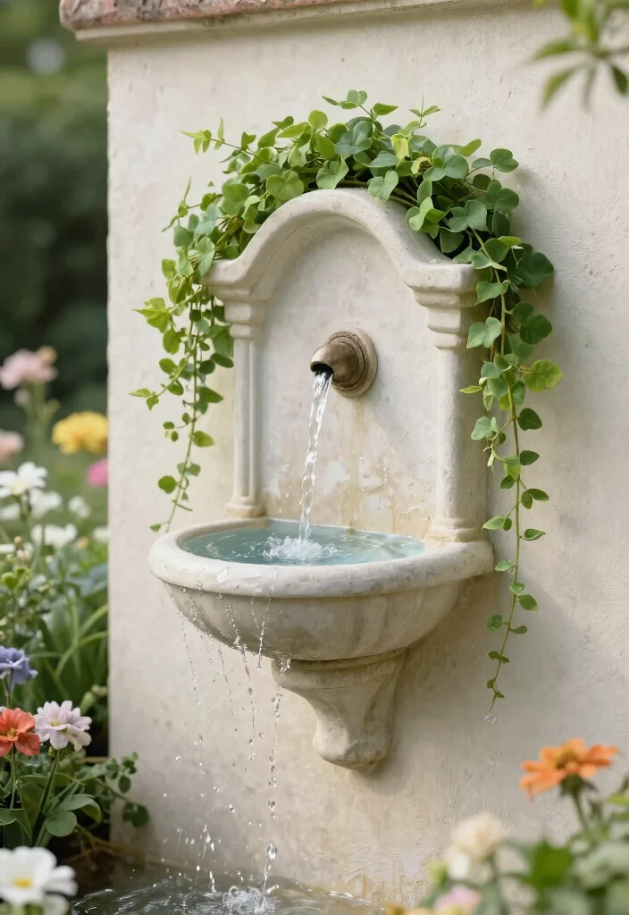 15 Small Water Features in the Garden DIY Fountain Ideas 9. Wall Mounted Fountain 0