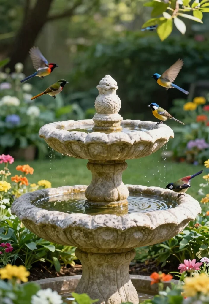15 Stunning Bird Bath Concepts Landscaping Inspiration Must See 1. Classical Stone Elegance 0