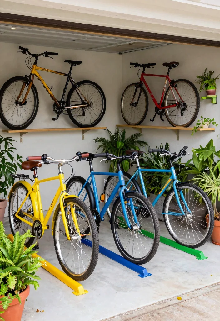 15 Stylish Bike Rack Storage Ideas for Home and Garage 12. Color Coded Bike Racks 0
