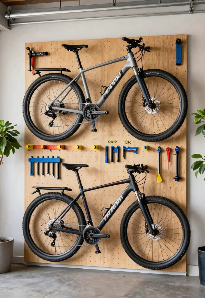 15 Stylish Bike Rack Storage Ideas for Home and Garage 13. Pegboard Bike Storage System 0