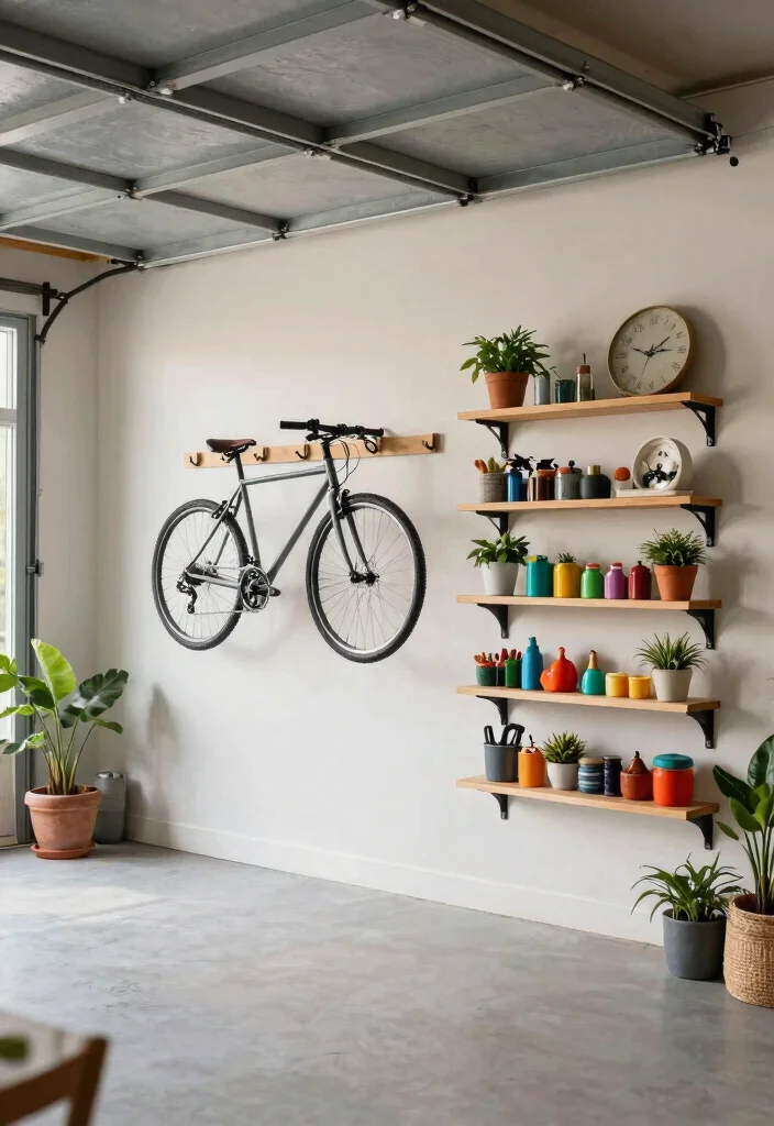 15 Stylish Bike Rack Storage Ideas for Home and Garage 2. Hooks and Shelves Combo 0