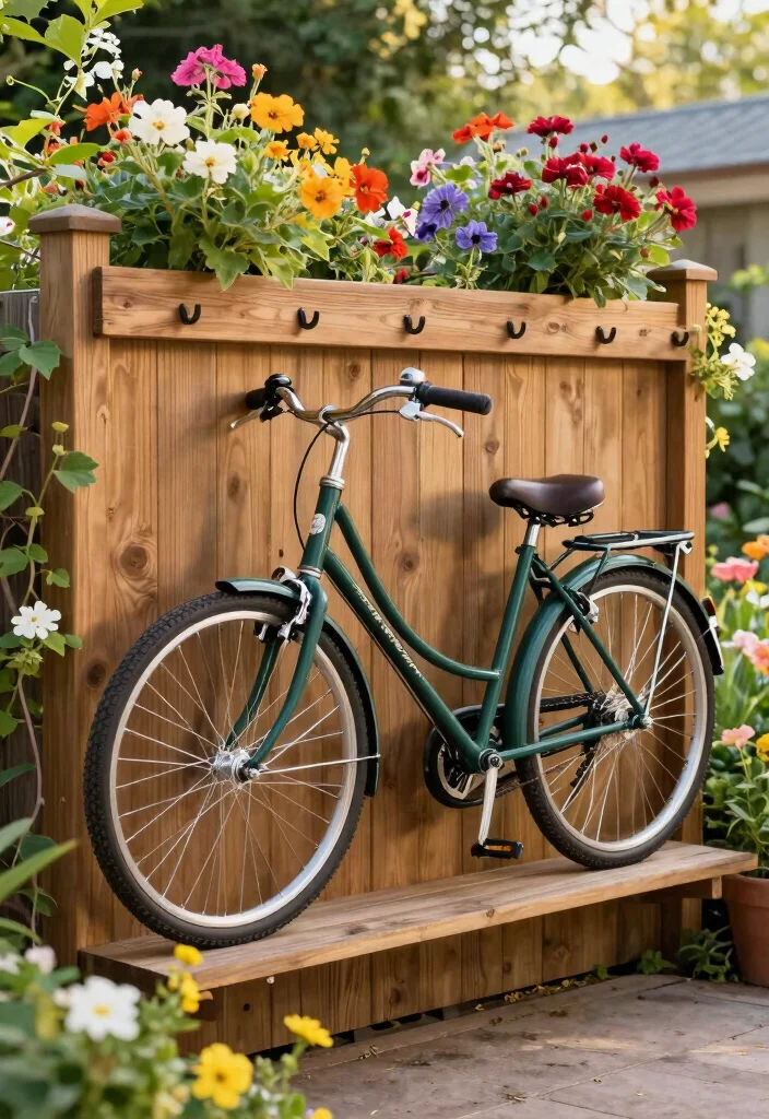 15 Stylish Bike Rack Storage Ideas for Home and Garage 6. Bike Hooks on Garden Fencing 0