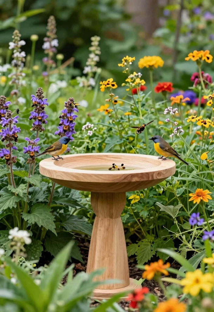 15 Vibrant Bird Bath Flower Garden Ideas So Colorful 15. Eco Friendly Bird Bath with Pollinator Plants 0