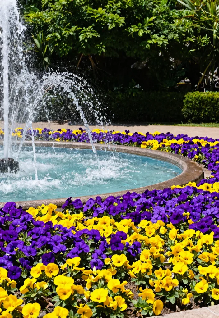 17 Stunning Flower Bed with Water Fountain Garden Ideas 11. Color Theory in Bloom 0