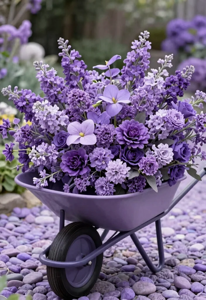 17 Stunning Flowers in Wheelbarrow Ideas Spring Inspiration 12. Monochromatic Flower Arrangement 0