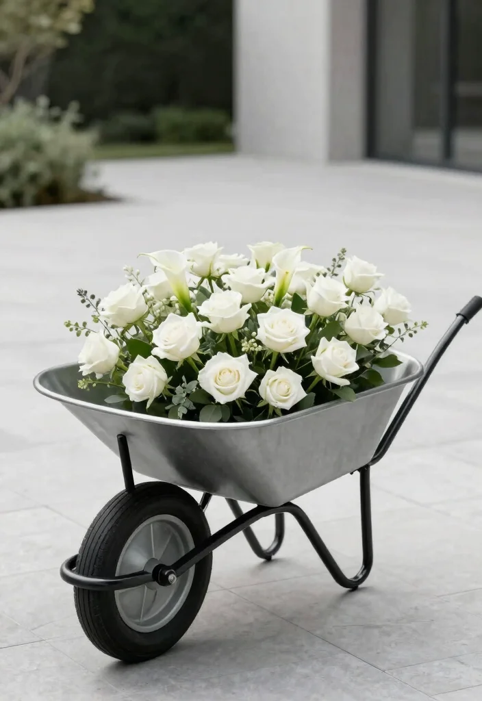 17 Stunning Flowers in Wheelbarrow Ideas Spring Inspiration 16. Clean and Modern Design 0