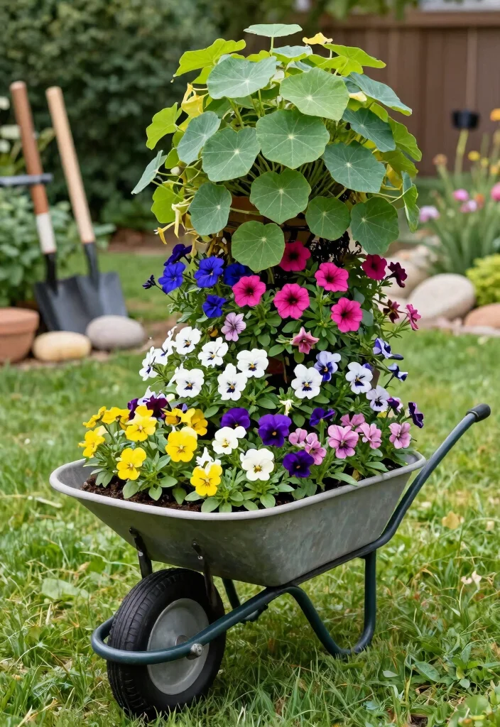 17 Stunning Flowers in Wheelbarrow Ideas Spring Inspiration 5. Vertical Garden Delight 0