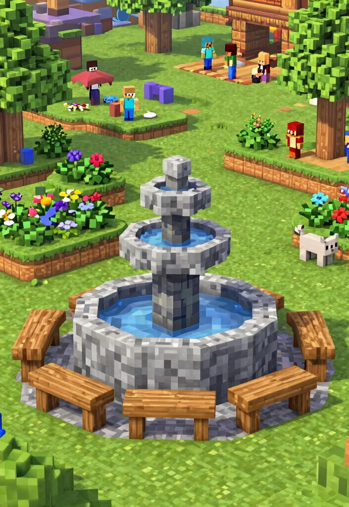 21 Best Minecraft Water Fountain Designs to Build Today 12. Fantasy Village Fountain 0