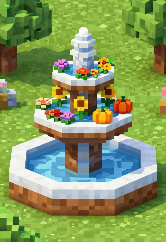 21 Best Minecraft Water Fountain Designs to Build Today 15. Seasonal Fountain 0